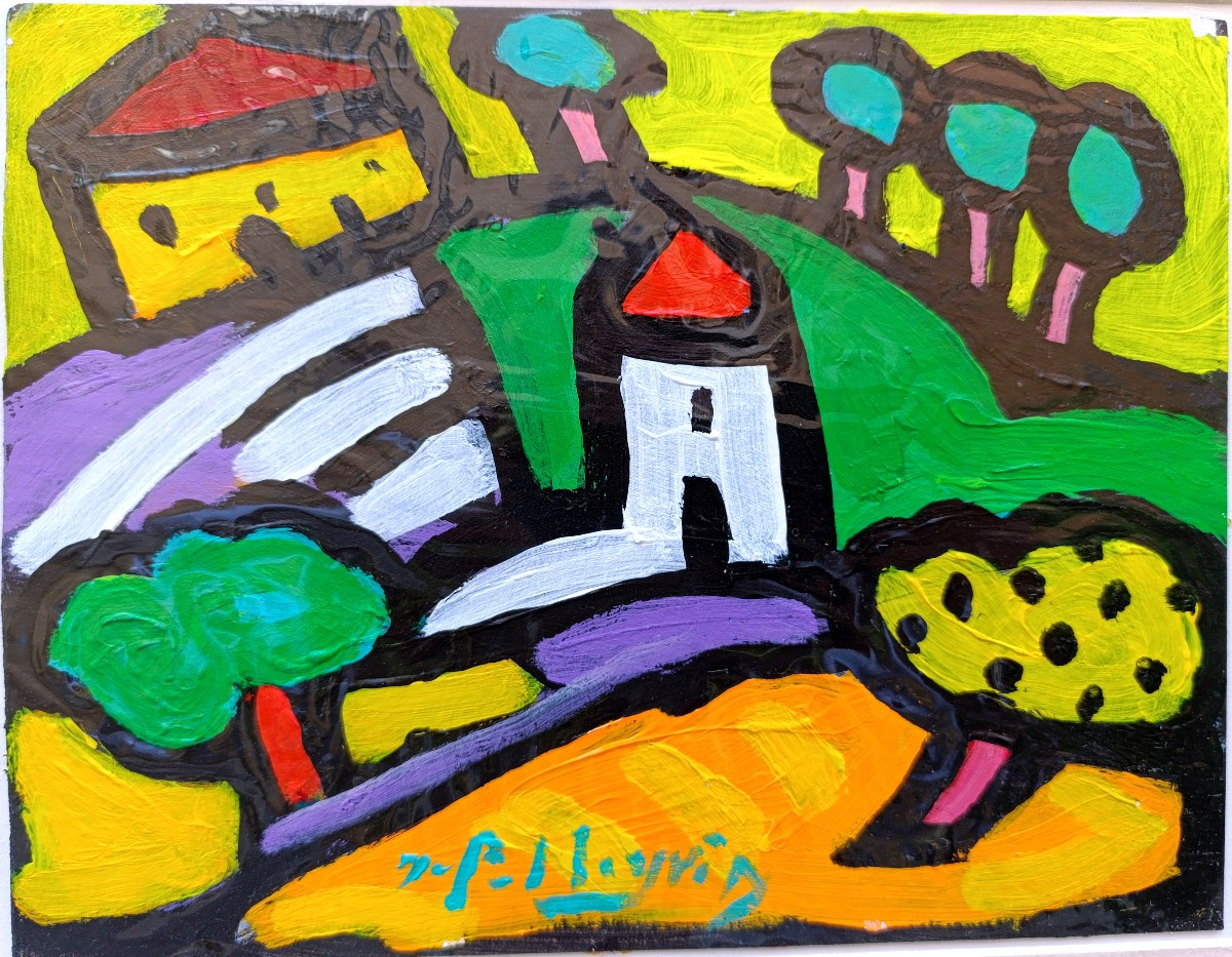 Jacques Pellegrin (1944-2021), Paysage provençal, Acrylique Sur Papier, Signé, 
