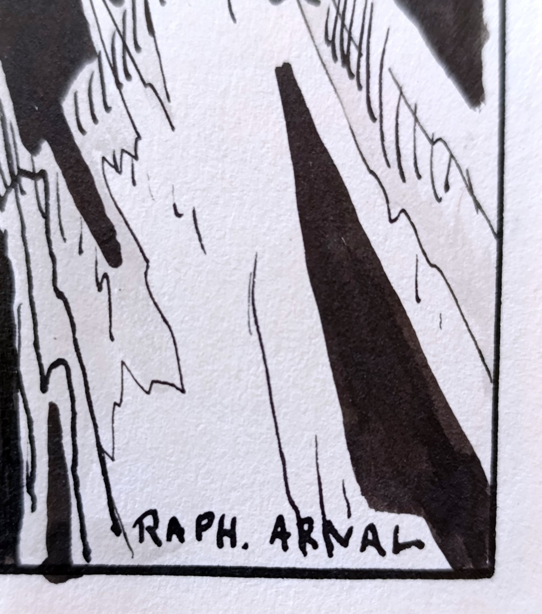 Raphael Arnal (1906-1963), La Grotte, Ink On Paper, Signed, Framed, 1932-photo-2