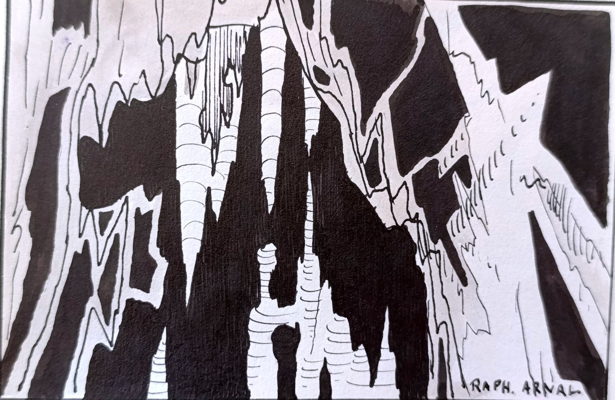 Raphael Arnal (1906-1963), La Grotte, Ink On Paper, Signed, Framed, 1932