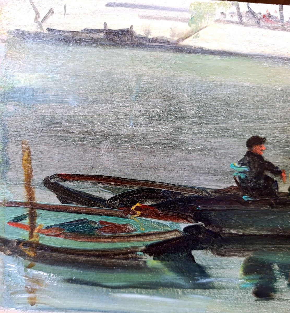 Claude Chereau (1883-1974), Promenade En Barque, Oil On Panel Signed, Framed-photo-2