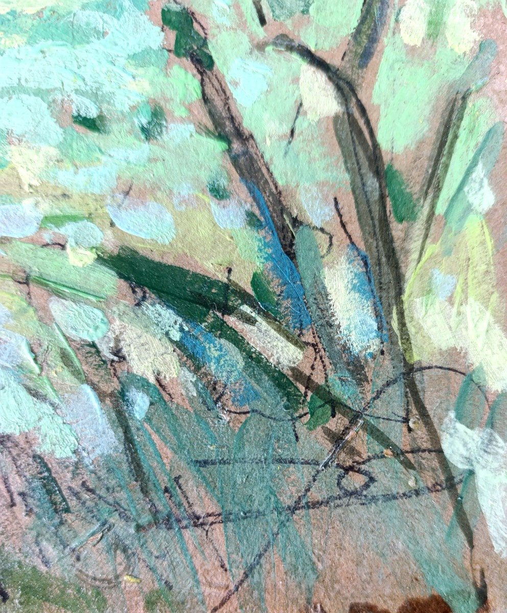 Ecole Française XXème, Le Bain De Rivière, Oil On Cardboard, Signed-photo-2