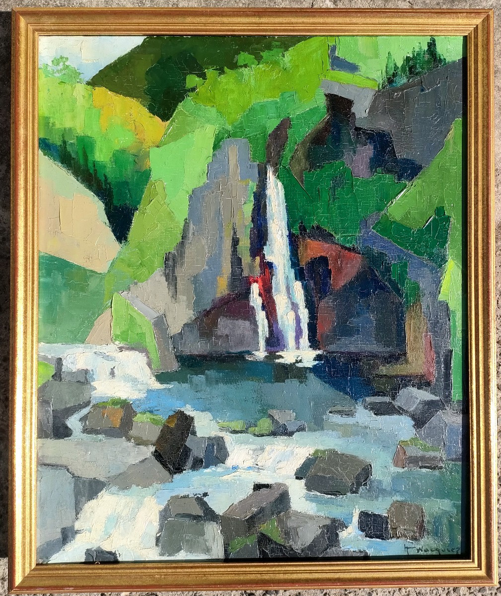 Henri WAQUIER (1907), La rivière Langevin, huile sur toile signée, cadre-photo-1