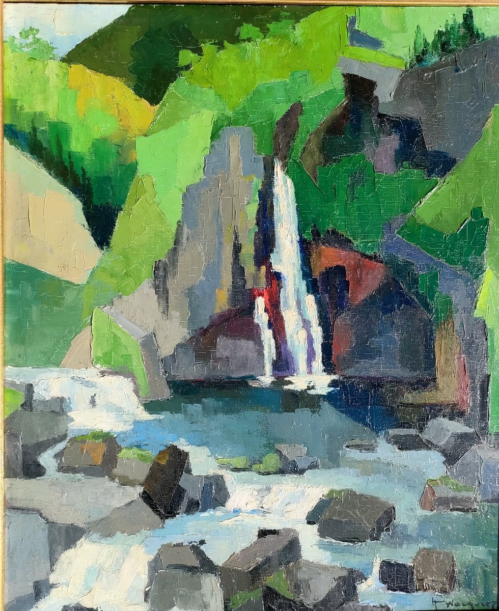 Henri WAQUIER (1907), La rivière Langevin, huile sur toile signée, cadre