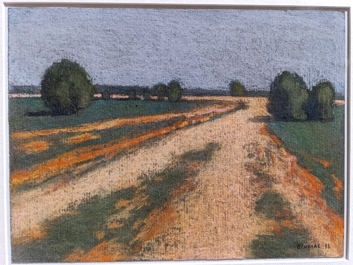 Jean-pierre Blanche (1927-), Paysage De La Crau, Pastel On Paper, Signed, Framed