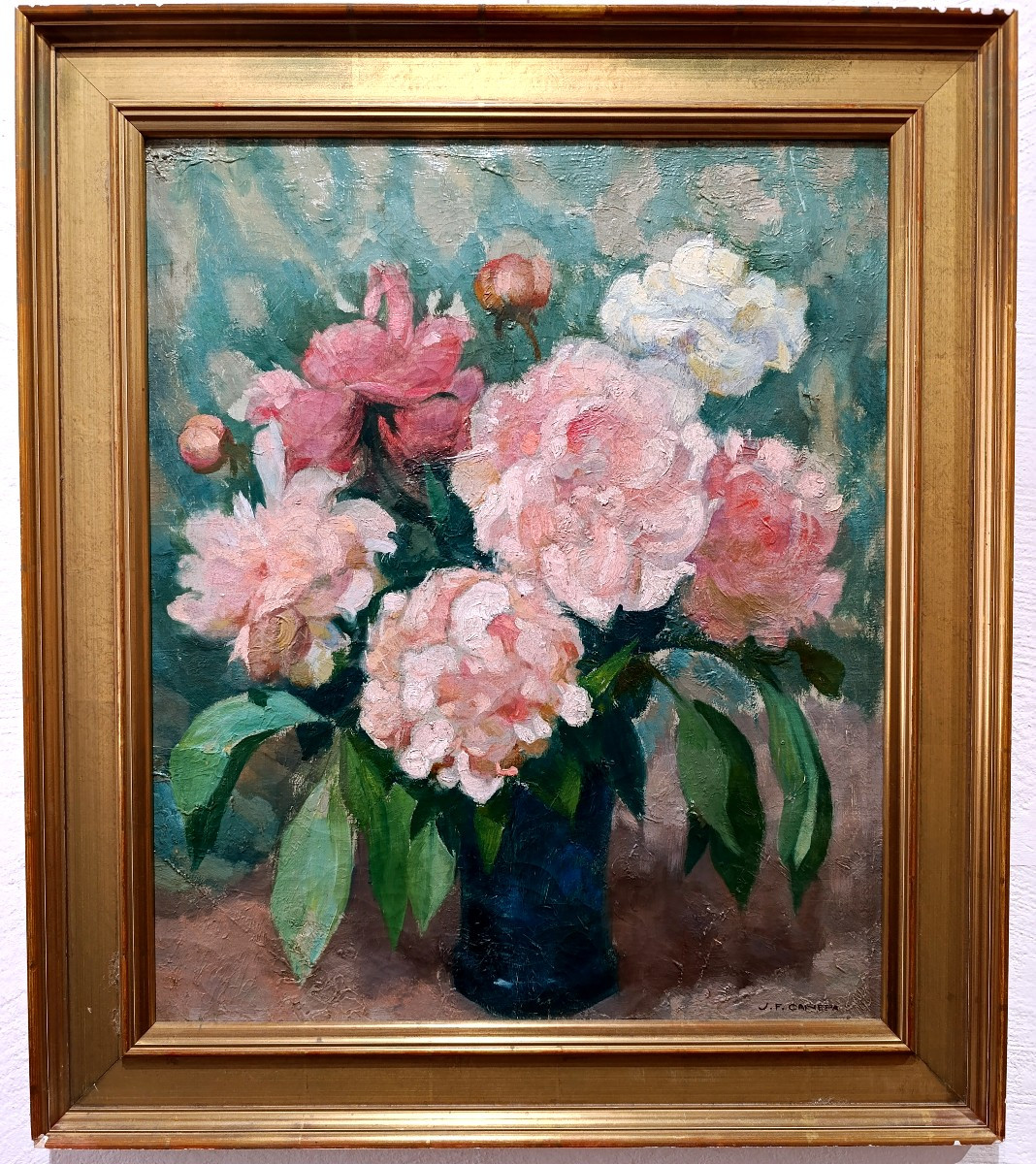 Jean-Frederic CANEPA (1894-1981), Le bouquet de pivoines, huile sur toile signée, encadrée-photo-1