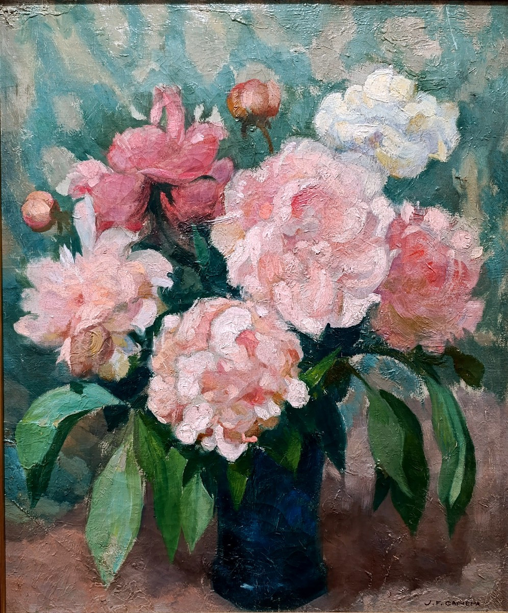 Jean-Frederic CANEPA (1894-1981), Le bouquet de pivoines, huile sur toile signée, encadrée