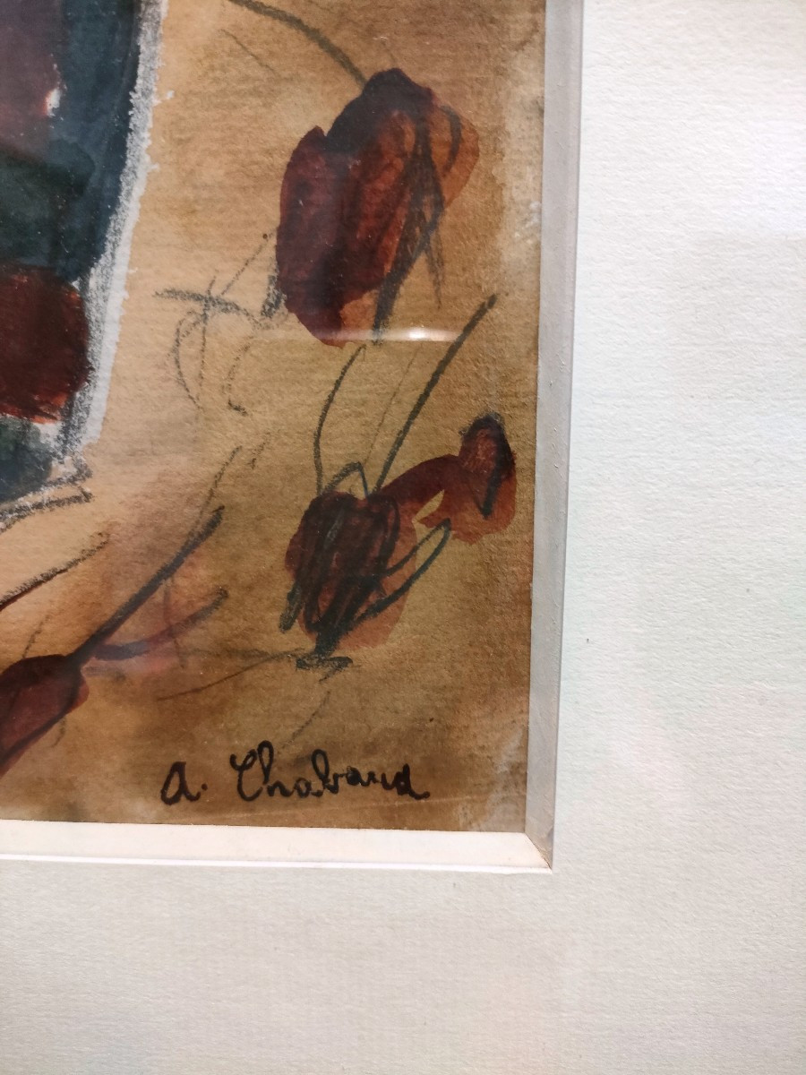A. Chabaud (1882-1955), Les Paysans, Gouache On Paper, Signed, Framed-photo-2