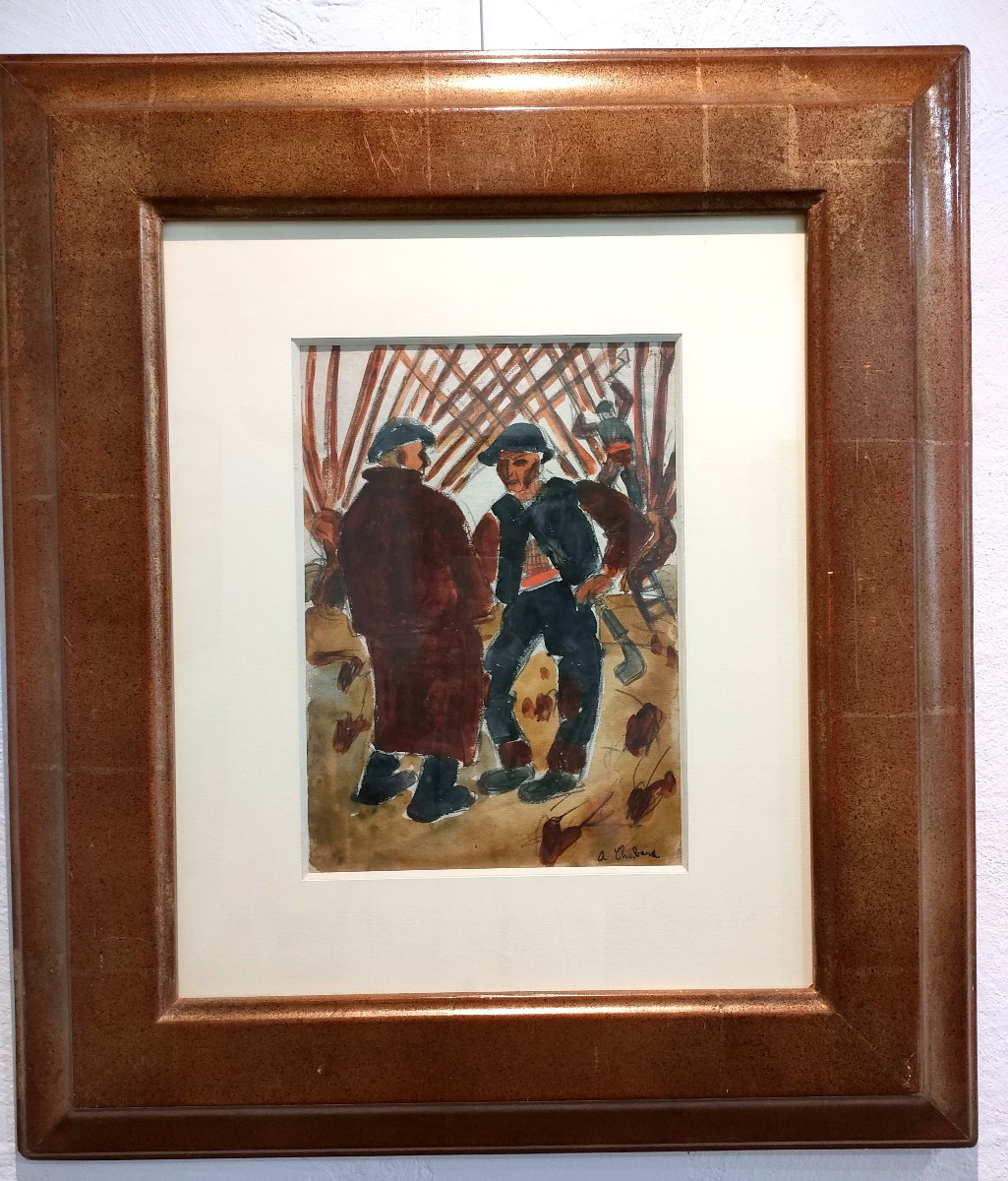 A. Chabaud (1882-1955), Les Paysans, Gouache On Paper, Signed, Framed-photo-4