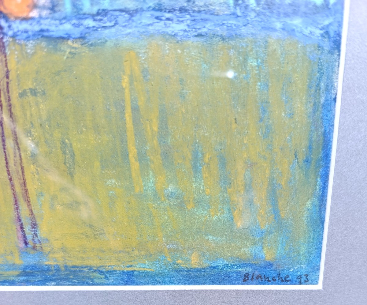 Jean-Pierre BLANCHE (1927-), Le plaqueminier, Pastel sur papier, signé, encadré-photo-3