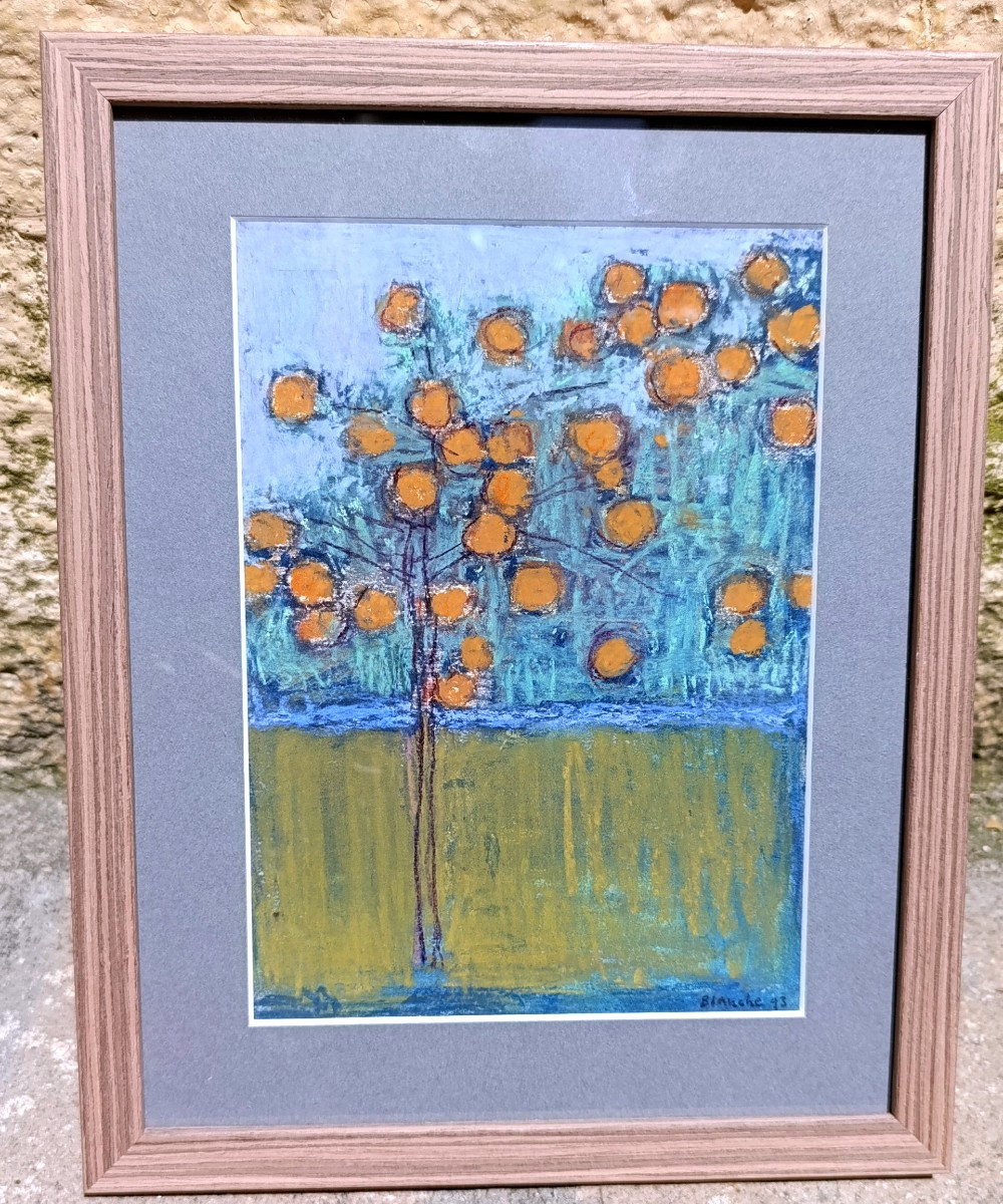 Jean-Pierre BLANCHE (1927-), Le plaqueminier, Pastel sur papier, signé, encadré-photo-1