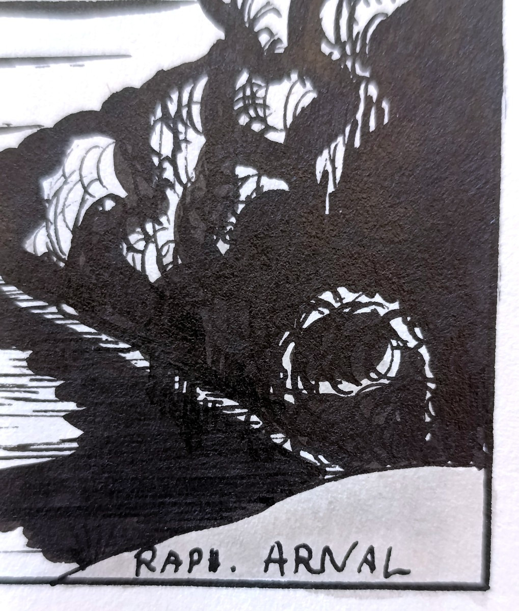 Raphael Arnal (1906-1963), La rivière, Encre Sur Papier, Signée, Encadrée, 1932-photo-3