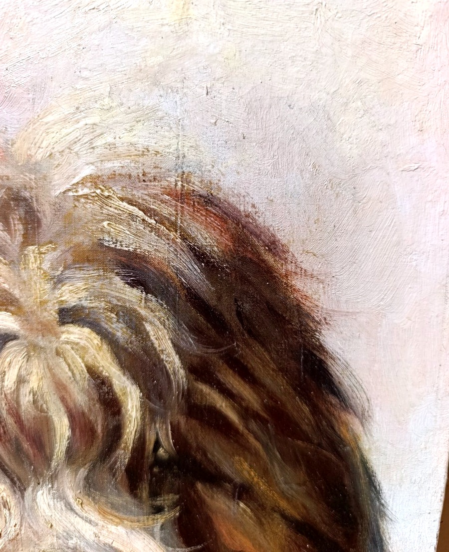 Ecole Française début XXème, Portrait de chien, Huile sur toile, encadrée-photo-4