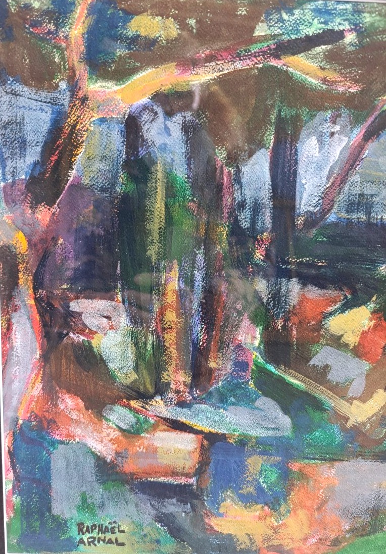 Raphael Arnal (1906-1963), Le Parc Des Andreis, Gouache On Paper, Signed, Dated 1947 On Back.-photo-2