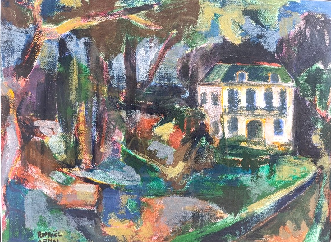 Raphael Arnal (1906-1963), Le Parc Des Andreis, Gouache On Paper, Signed, Dated 1947 On Back.-photo-1