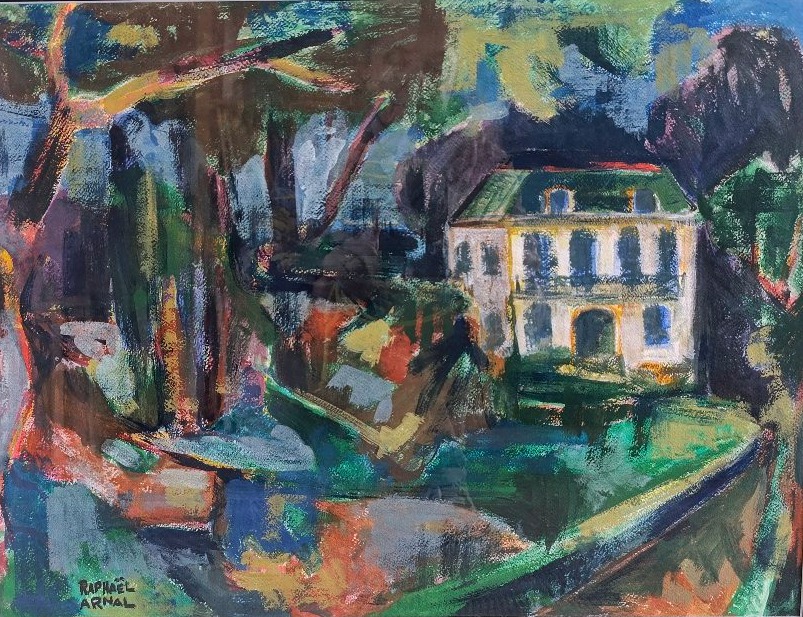 Raphael Arnal (1906-1963), Le Parc Des Andreis, Gouache On Paper, Signed, Dated 1947 On Back.