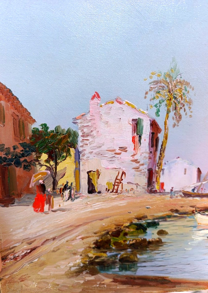 Louis Nattero (1870-1915) , Bord De Côte Aux Martigues, Oil On Canvas Signed, Framed-photo-2
