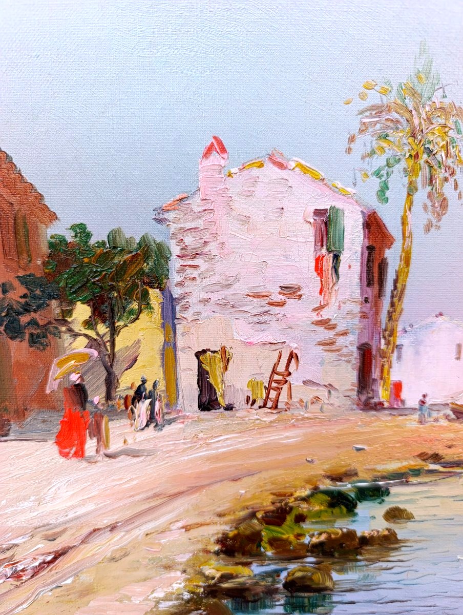 Louis Nattero (1870-1915) , Bord De Côte Aux Martigues, Oil On Canvas Signed, Framed-photo-2