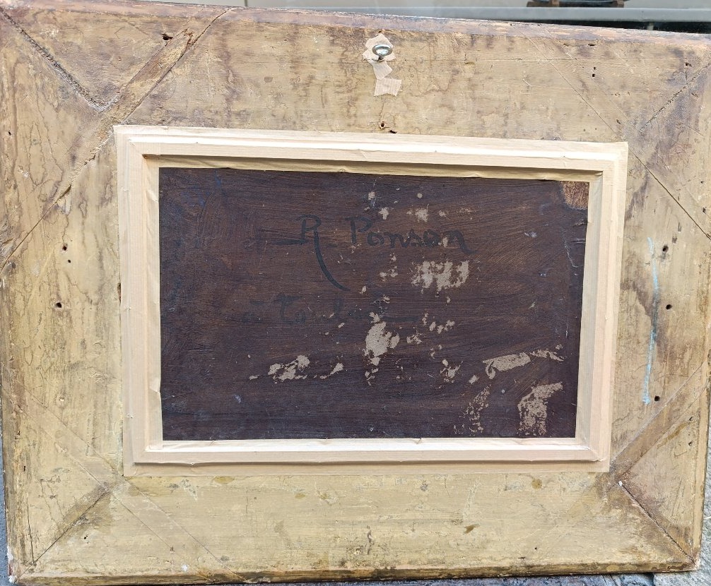 Raphael Ponson (1935–1904), Coastal Scene Near Toulon, Oil On Wood, Signed, Framed-photo-4