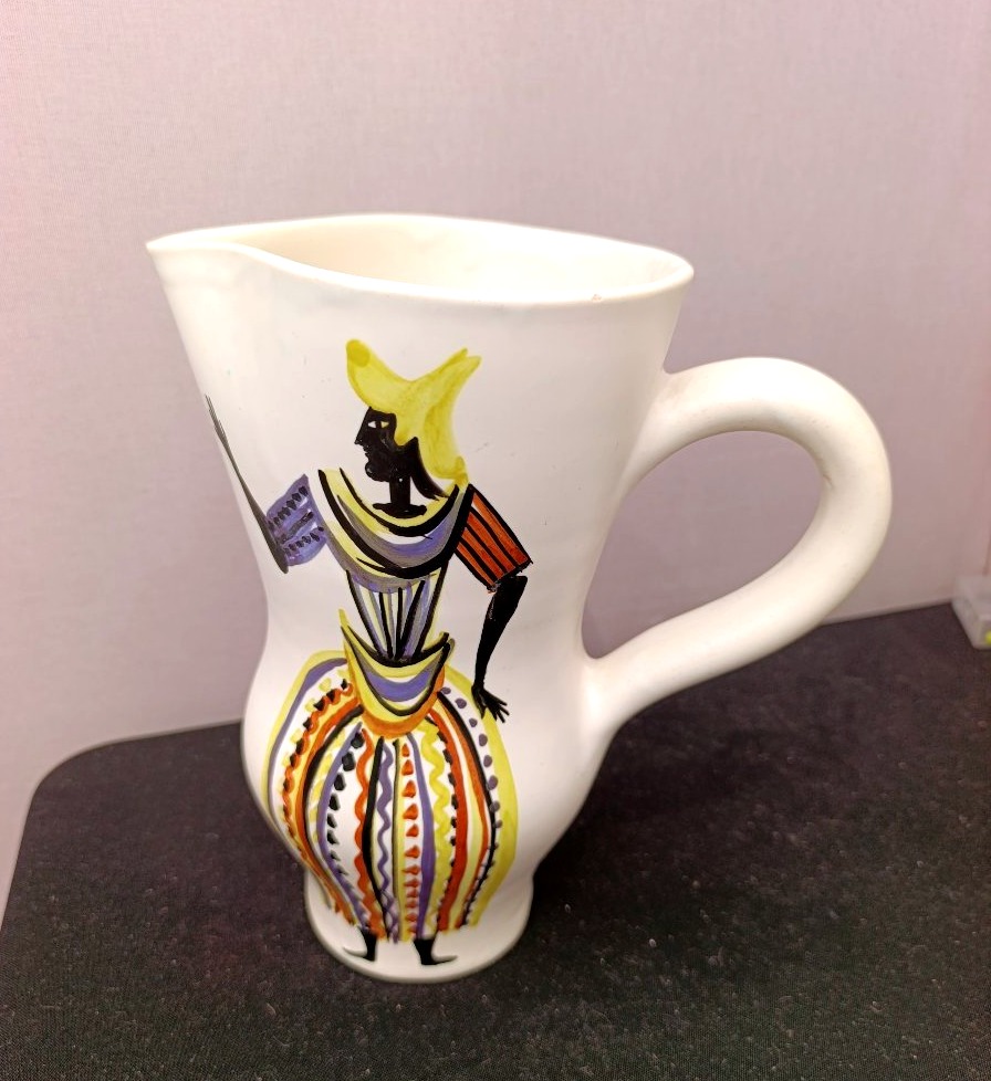 Roger Capron, Decorated Ceramic Pitcher, Signed On The Base-photo-4
