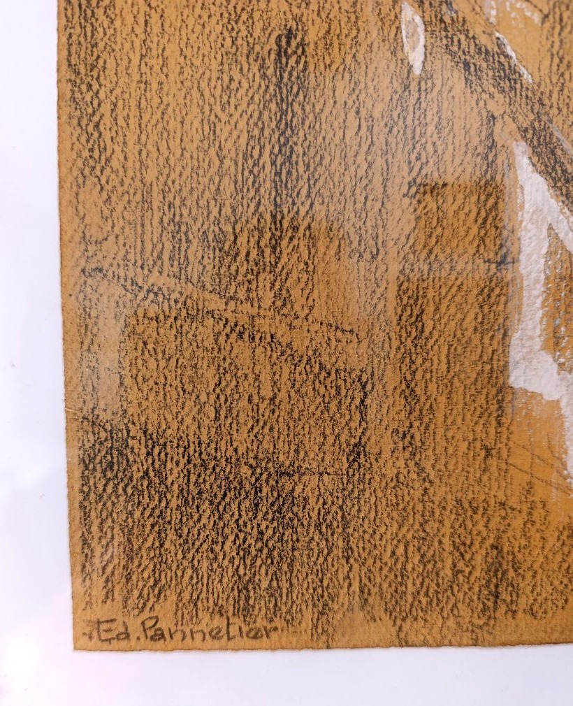 E. Pannetier (1884-1965), Aix, Le clocher de St Jean de malte, fusain sur papier, signé,encadré-photo-3