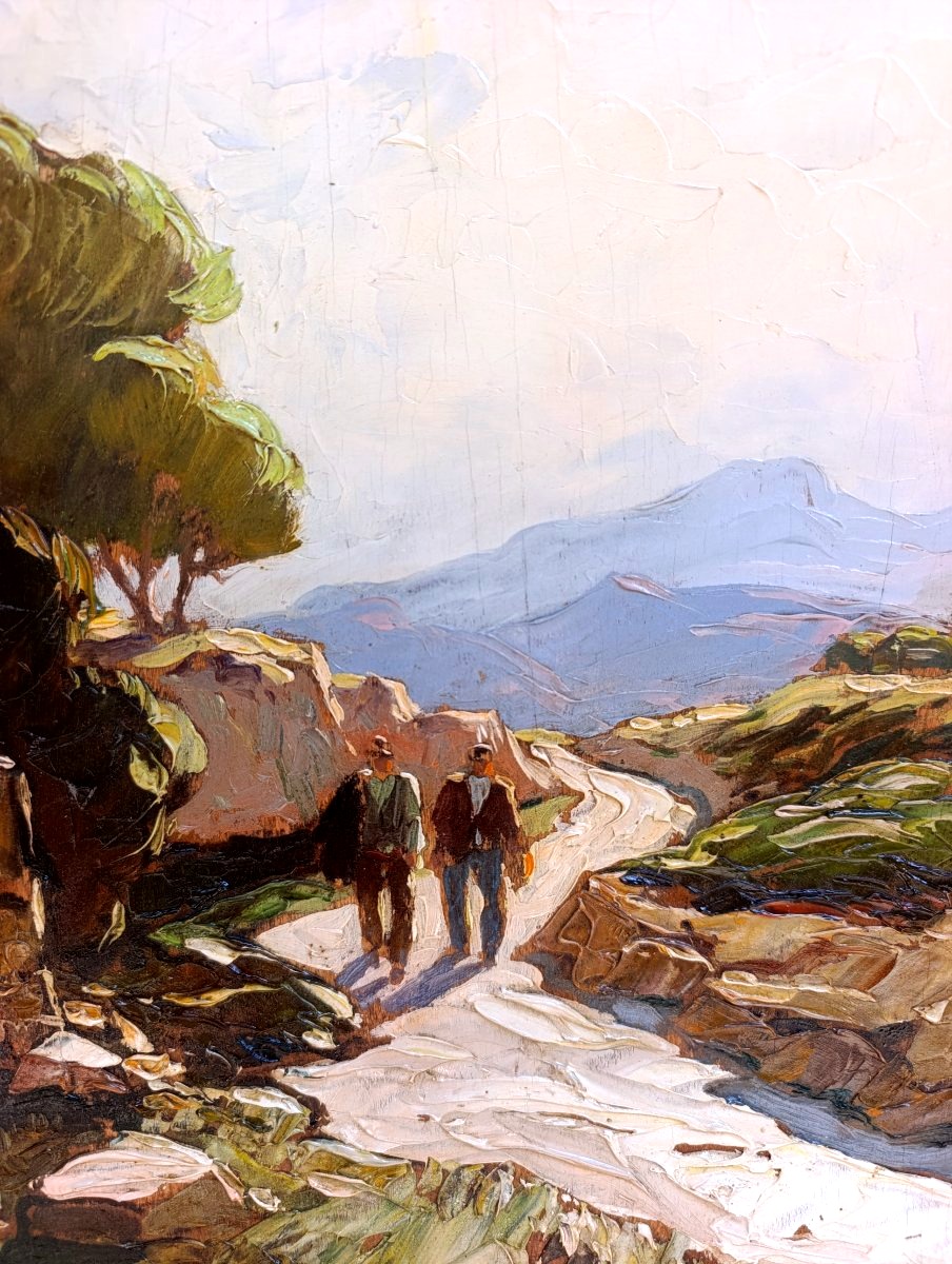 Gustave Vidal (1895–1966), *chemin De Provence*, Oil On Panel, Signed, Framed-photo-2