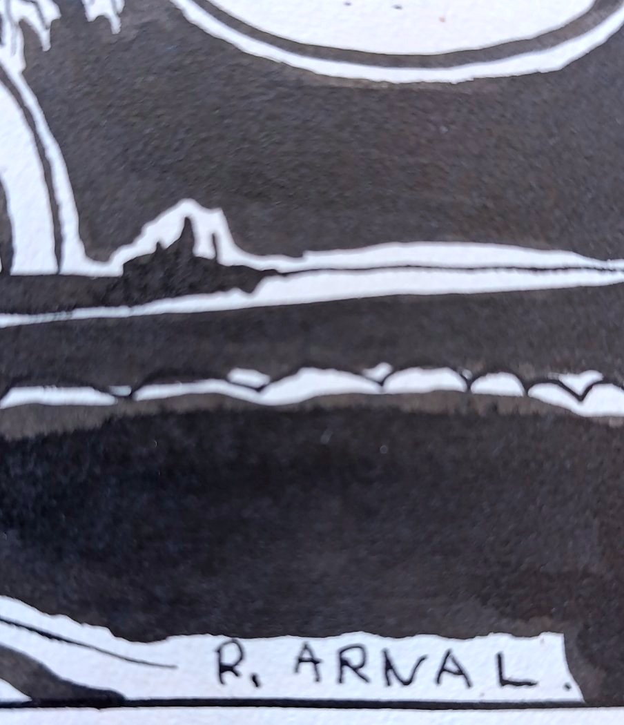 Raphael Arnal (1906-1963), La chaumière, Encre Sur Papier, Signée, Encadrée, 1932-photo-4