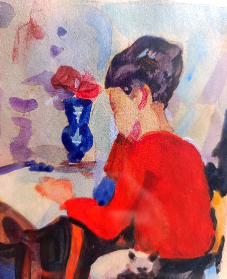 Pierre Cornu (1895–1996), *the Reader*, Watercolor On Paper, Signed, Framed-photo-3