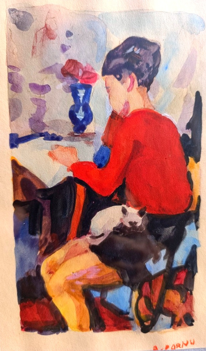 Pierre Cornu (1895–1996), *the Reader*, Watercolor On Paper, Signed, Framed