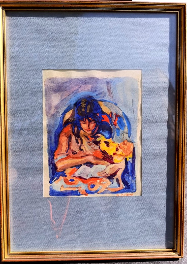 Pierre Cornu (1895–1996), *reading*, Watercolor On Paper, Signed, Framed-photo-4