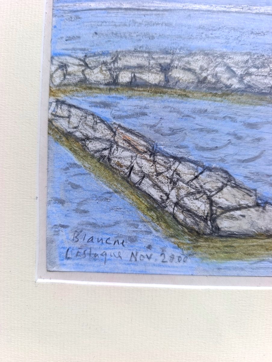 Jean-Pierre BLANCHE (1927-), L'Estaque, Pastel et fusain sur papier, signé et daté-photo-3