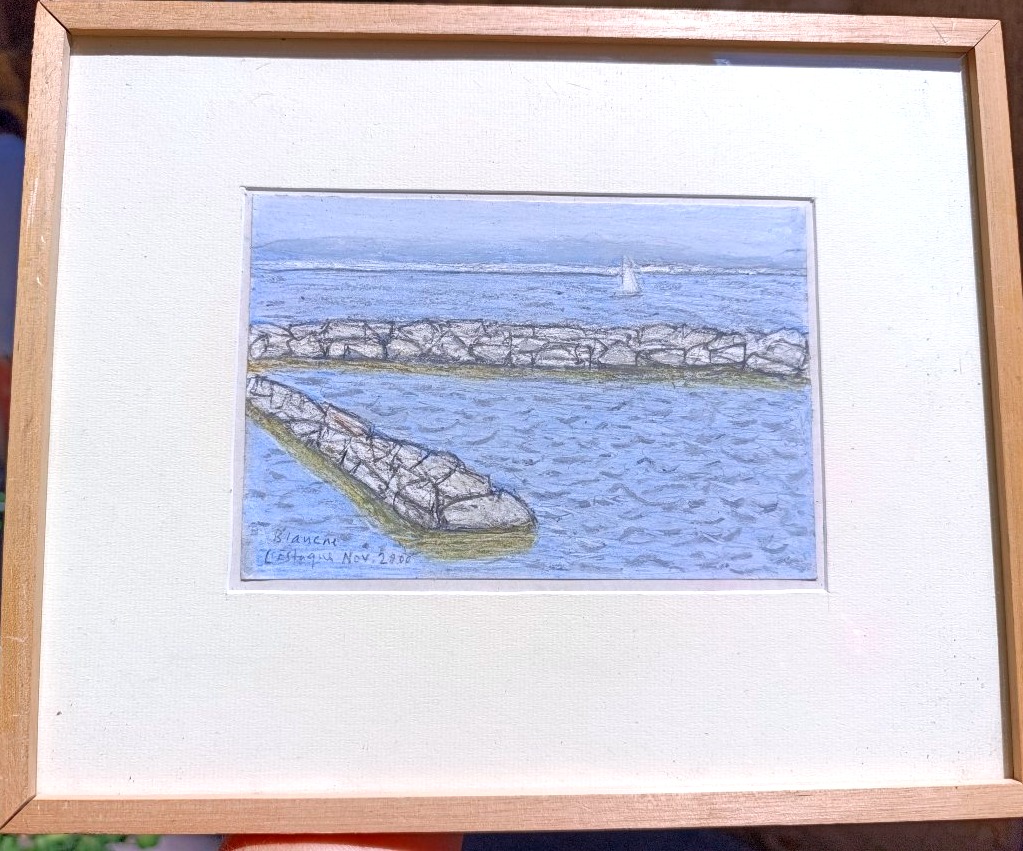 Jean-Pierre BLANCHE (1927-), L'Estaque, Pastel et fusain sur papier, signé et daté-photo-1