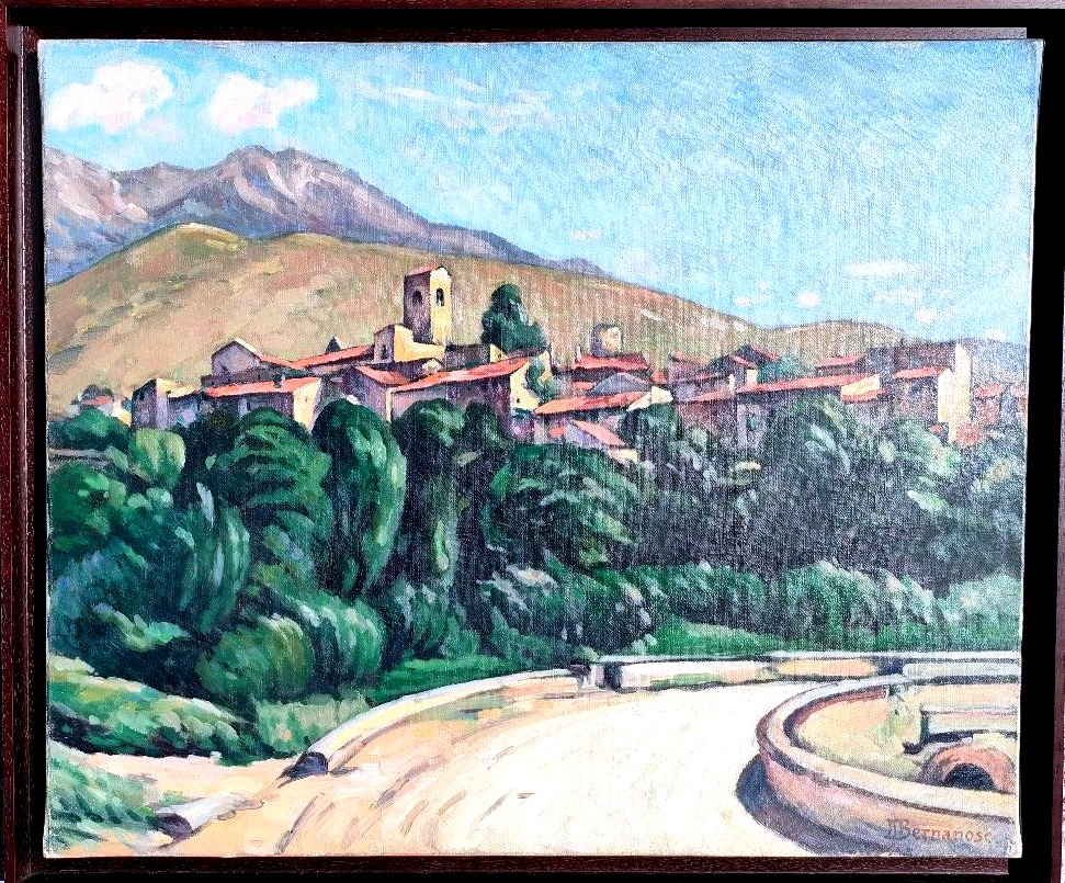 Marcel Bernanose (1884-1952), Le village catalan, Huile sur toile signée, ancadrée