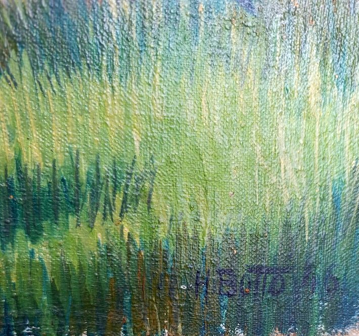 H. Botto (XXème), Paysage aux olivier, Huile sur toile signée à droite, datée 1946-photo-3