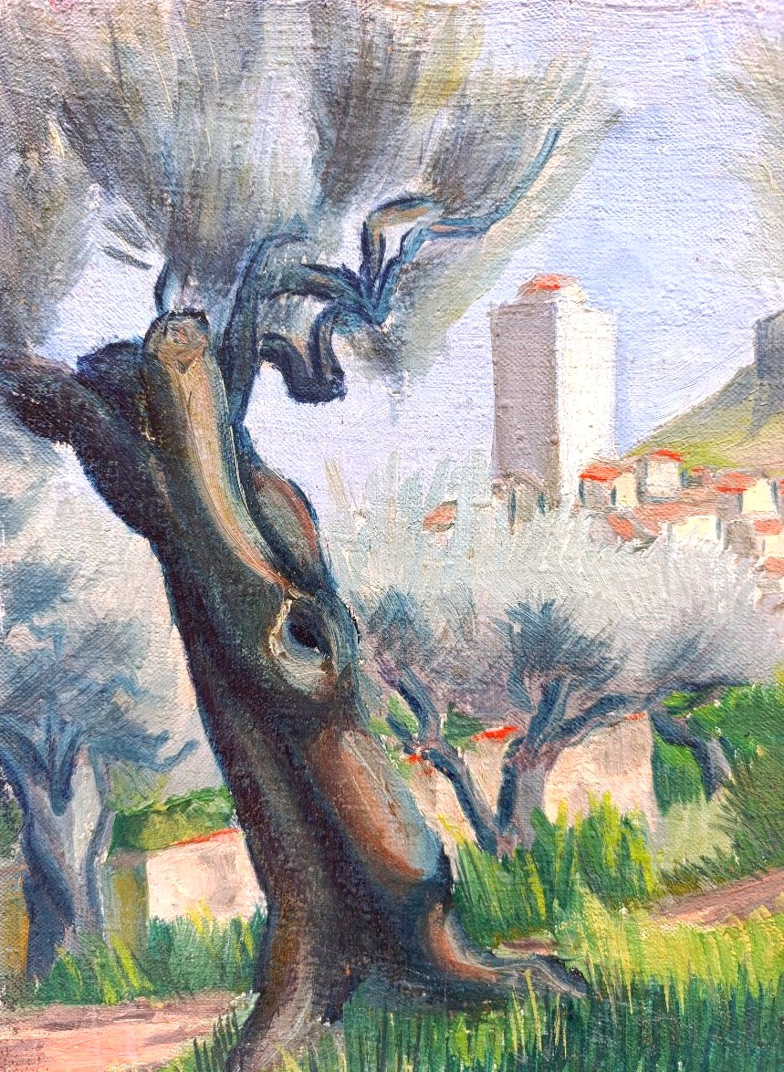 H. Botto (XXème), Paysage aux olivier, Huile sur toile signée à droite, datée 1946-photo-4