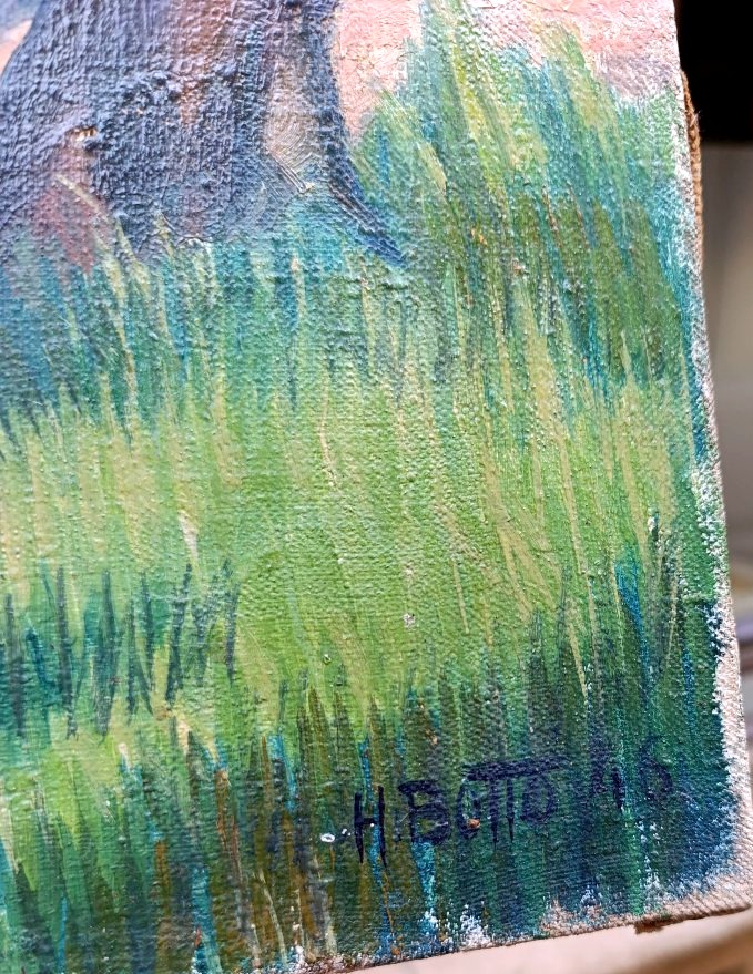 H. Botto (XXème), Paysage aux olivier, Huile sur toile signée à droite, datée 1946-photo-2