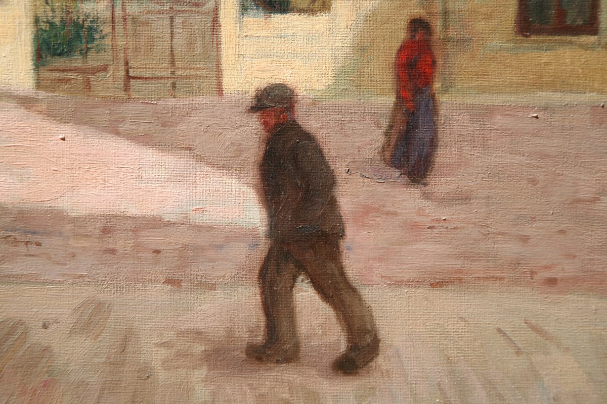 Ernest Hanotiaux (1903-1970), Le marcheur sur la butte Montmartre, Huile sur toile signée-photo-2