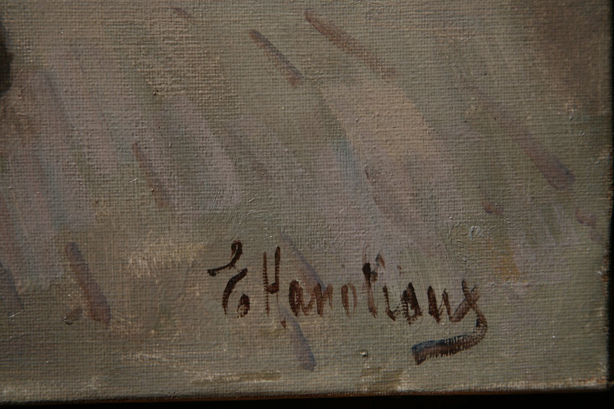Ernest Hanotiaux (1903-1970), Le marcheur sur la butte Montmartre, Huile sur toile signée-photo-1