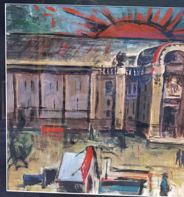 Raphael Arnal (1906–1963), The Grand Palais, Marseille Parc Chanot; Signed Gouache, Framed, -photo-2