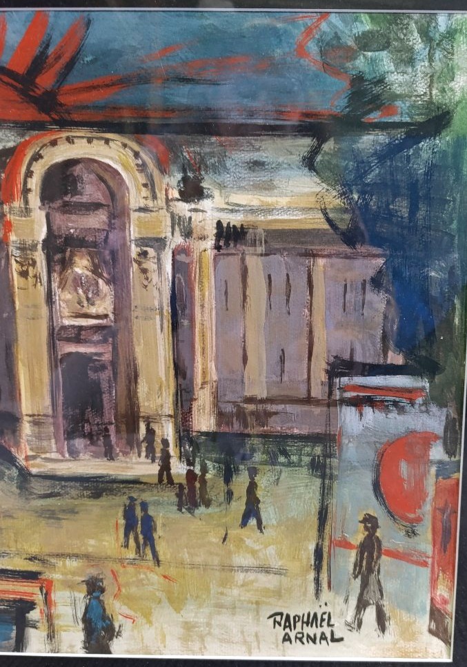 Raphael Arnal (1906–1963), The Grand Palais, Marseille Parc Chanot; Signed Gouache, Framed, -photo-4