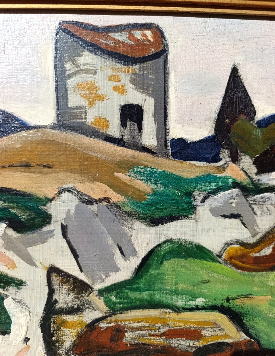 Alfred LESBROS (1873-1940), Le vieux moulin, Huile sur toile signée, encadrée-photo-1