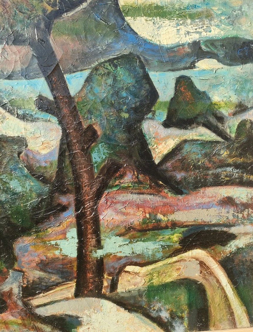 Raphael Arnal (1906-1963), Paysage à l'oratoire, Huile sur toile signée, encadrée, 1948-photo-3