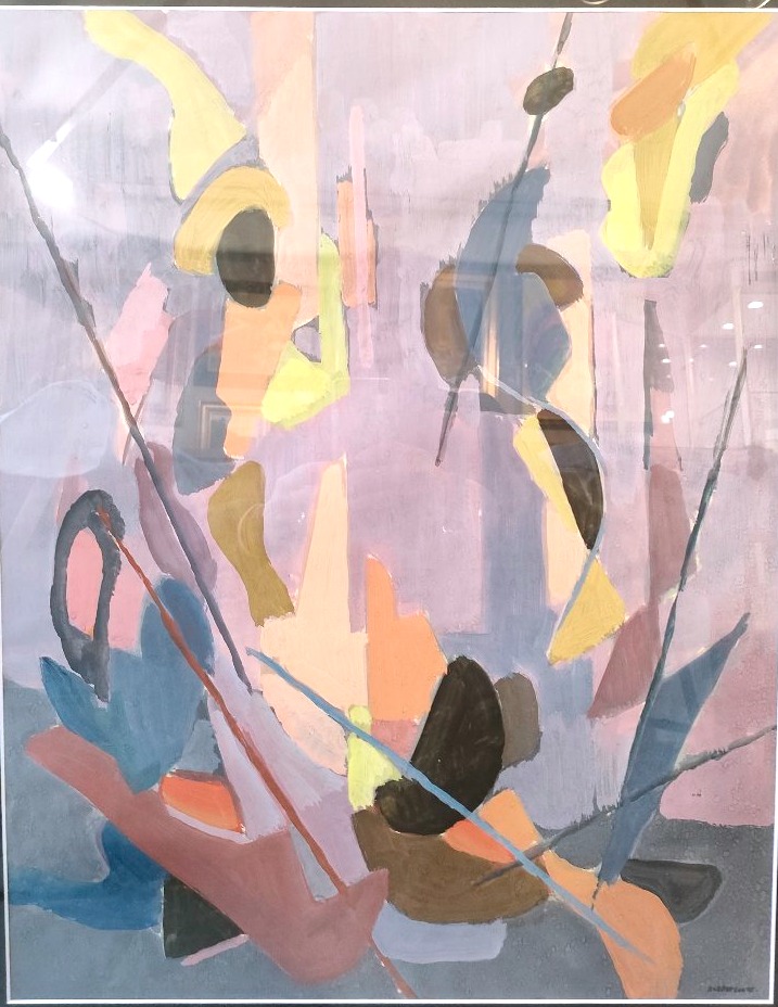 Albert Coste (1895–1985), *blue Abstraction*, Gouache On Paper, Signed, Framed.