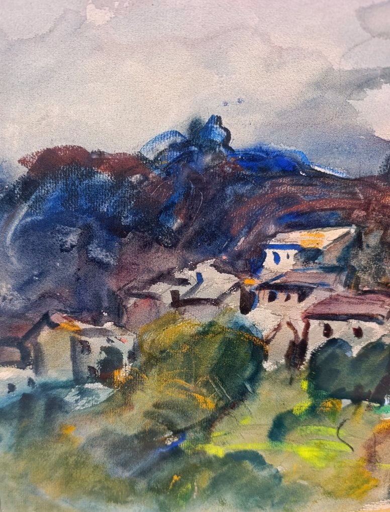 Marcel Arnaud (1877–1956), *in Provence* Luynes,  Watercolor On Paper, Framed-photo-4