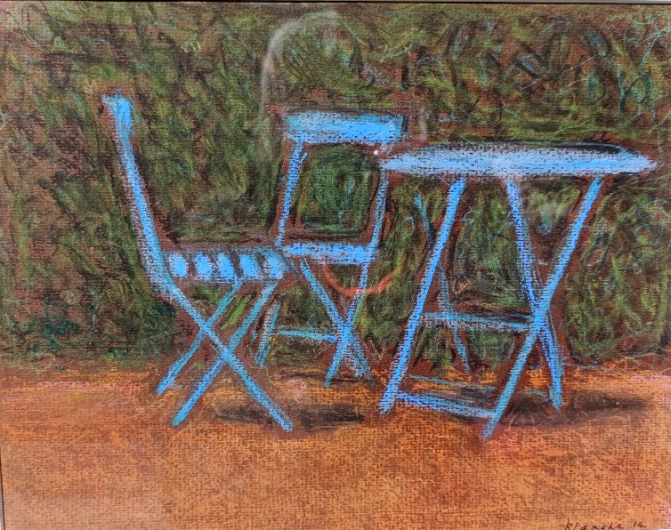 Jean-Pierre BLANCHE (XXème), La chaises bleue, Pastel sur papier signé, encadré