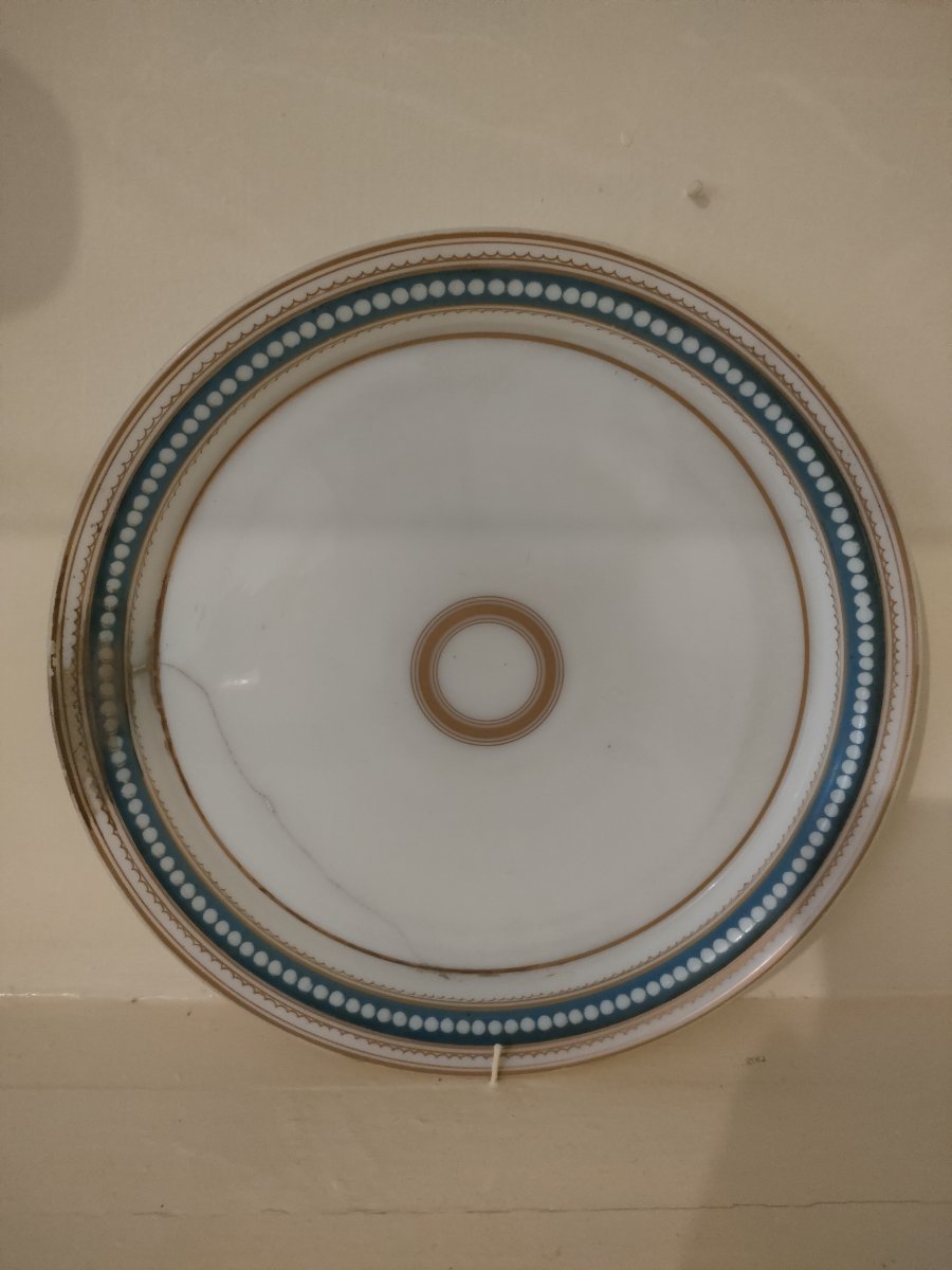 Verre d'eau en opaline à décor Napoléon III, complet, plateau restauré-photo-4
