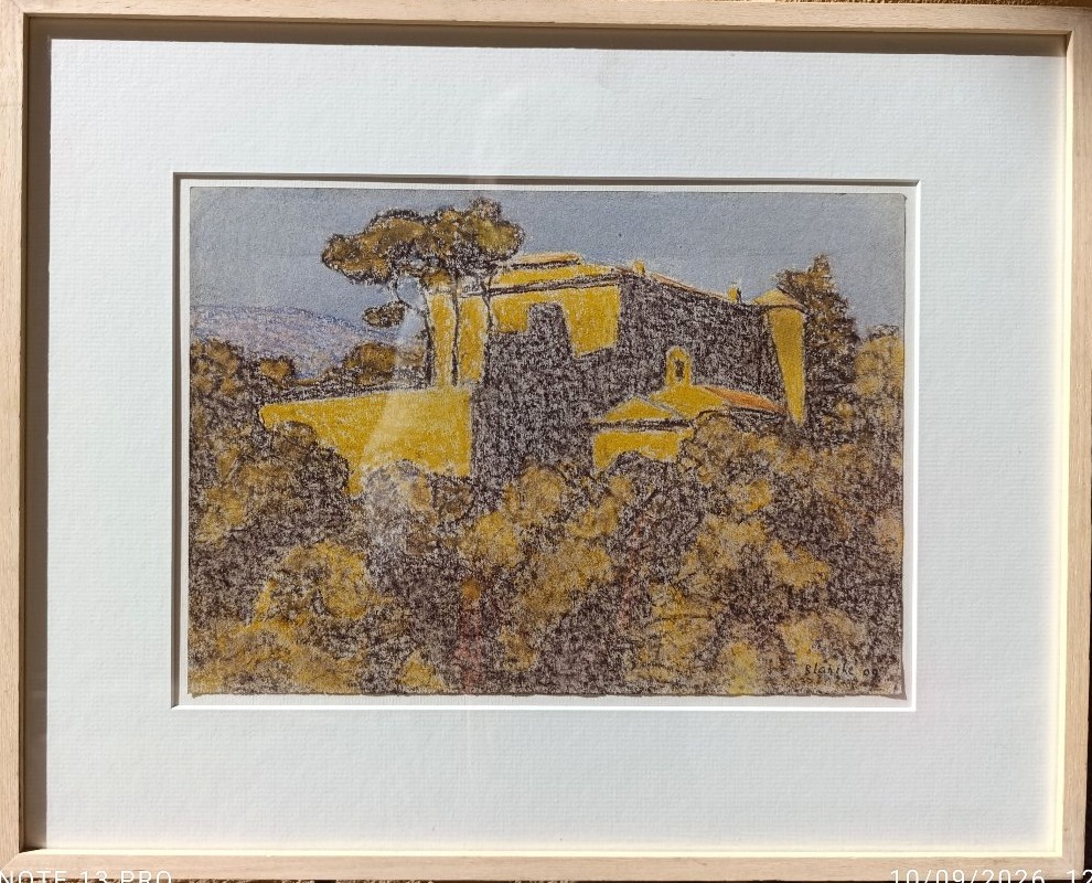 Jean-Pierre BLANCHE (XXème), Vauvenargues le soir, Pastel sur papier signé, encadré-photo-4
