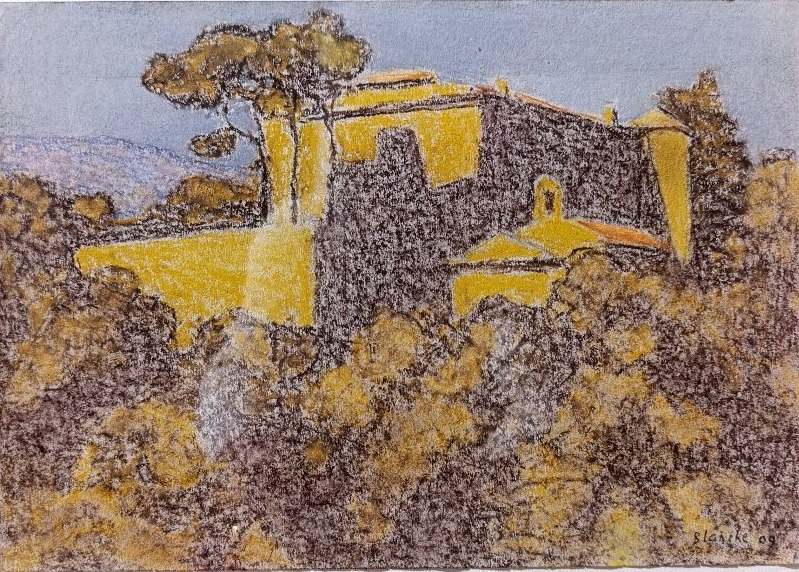 Jean-Pierre BLANCHE (XXème), Vauvenargues le soir, Pastel sur papier signé, encadré