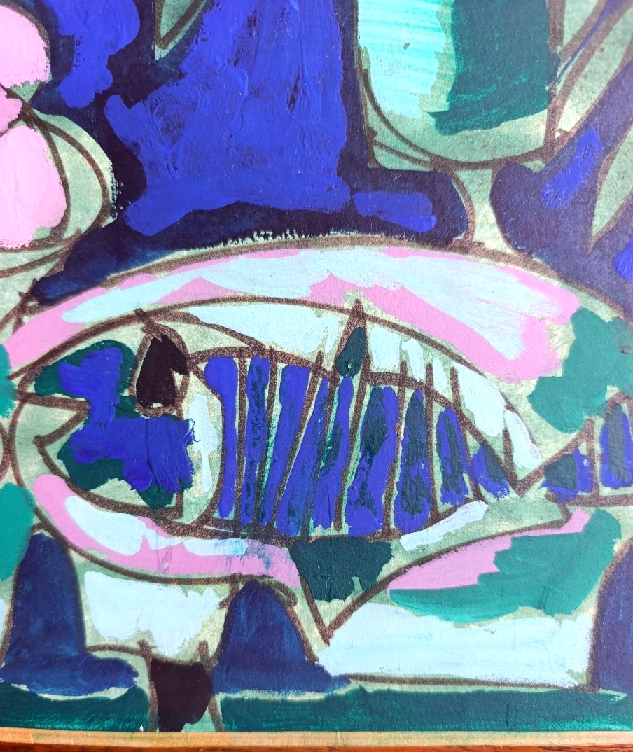 Claude Venard (1913–1999), Still Life With Fish, Oil On Paper Mounted On Canvas, Signed-photo-1