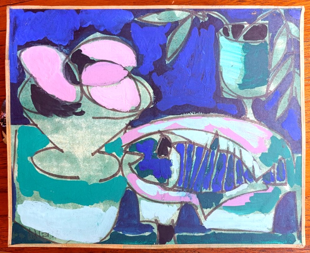 Claude Venard (1913–1999), Still Life With Fish, Oil On Paper Mounted On Canvas, Signed-photo-3