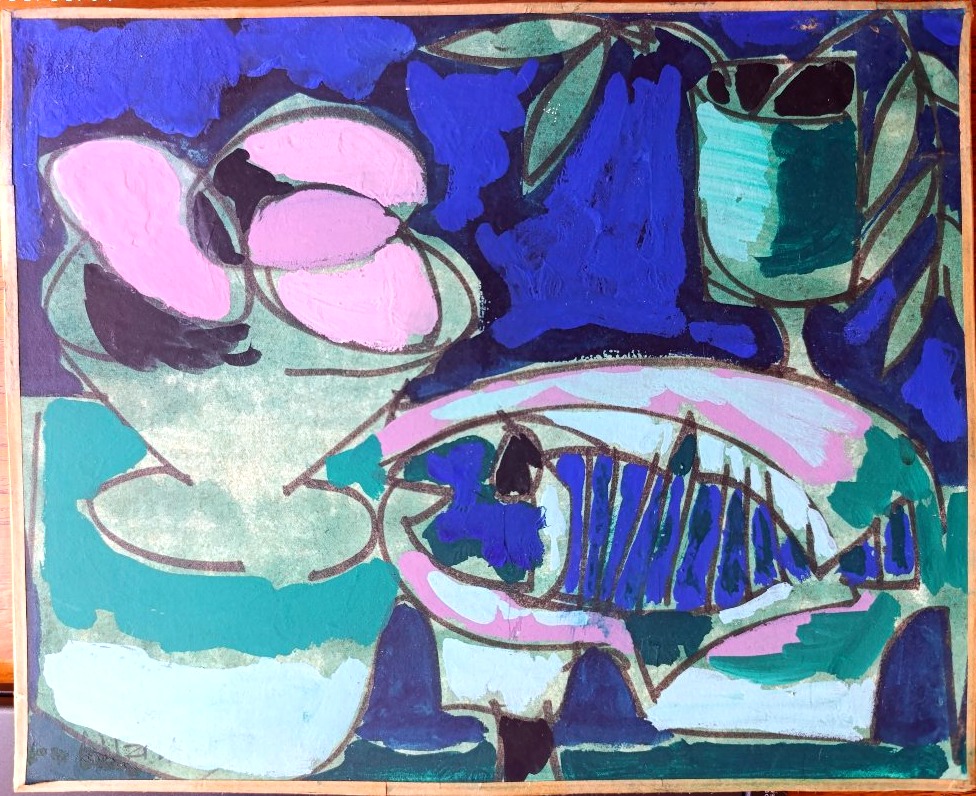 Claude Venard (1913–1999), Still Life With Fish, Oil On Paper Mounted On Canvas, Signed